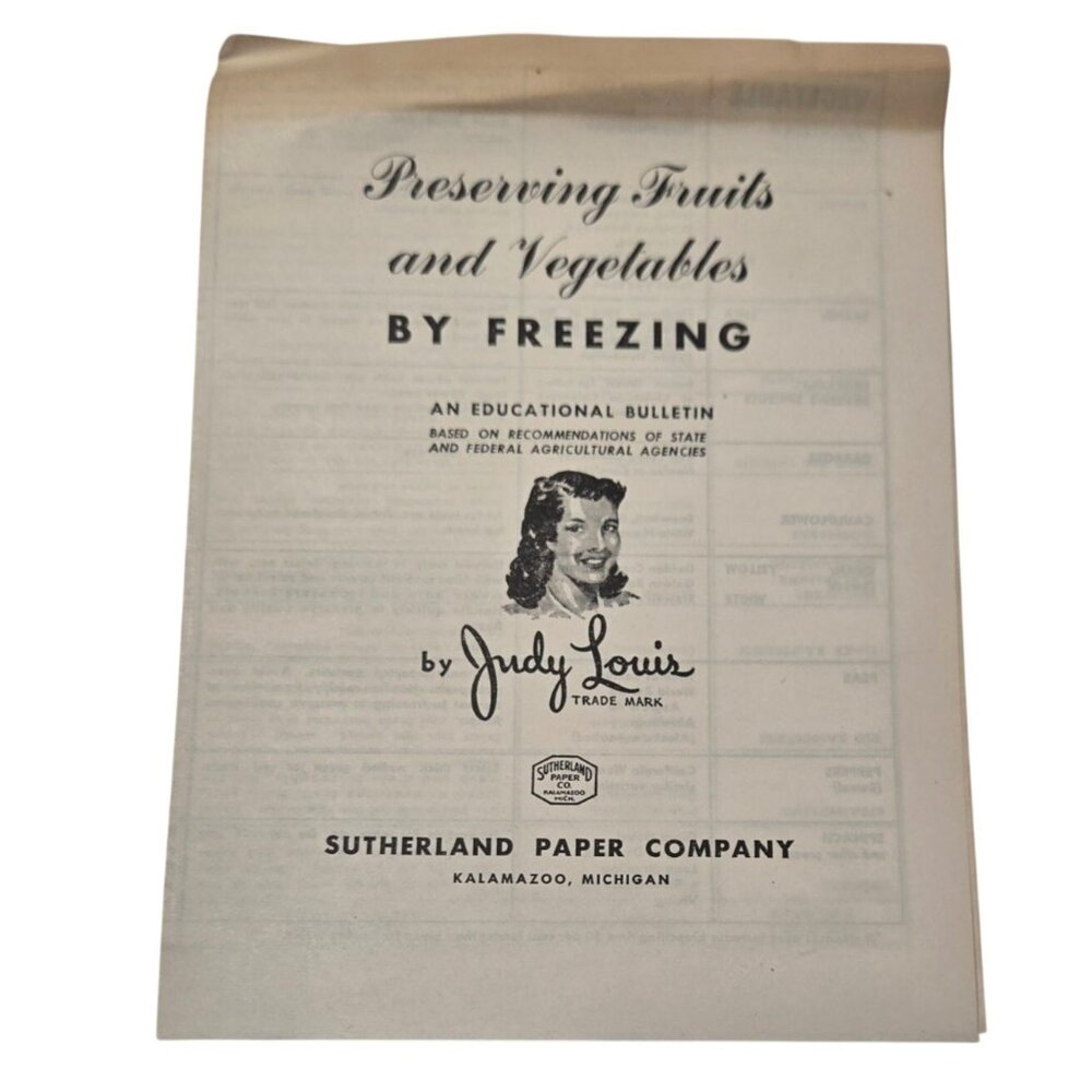 Preserving Fruits and Vegetables By Freezing Educational Bulletin 1940s pamphlet